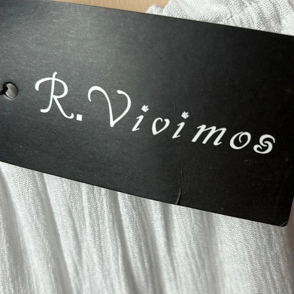 R.Vivimos crinkle embroidered,balloon sleeve dress, off shoulders,coastal,boho - Picture 7 of 13